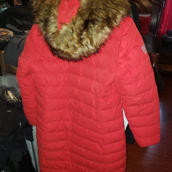 WOMENS SUPERDRY RED PUFFER COAT SIZE 12 - Picture 7 of 8